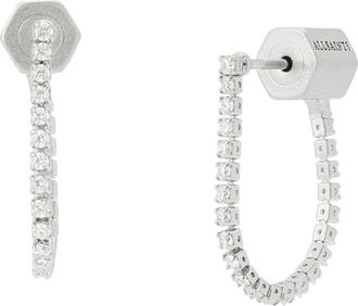 AllSaints Crystal Front-to-Back Hoop Earrings in Crystal/silver at Nordstrom