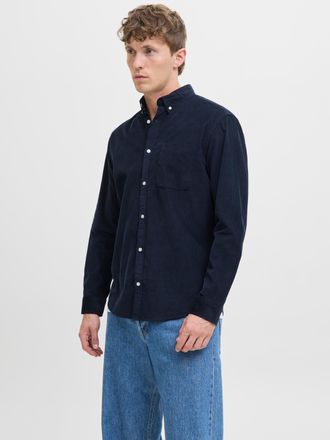 Jack & Jones Langarmhemd JACK & JONES JJECLASSIC CORD SHIRT L/S SN, Herren, Gr. XS, N-Gr, blau (sky captain), Web, Obermaterial: 100% Baumwolle, unifarben, comfort