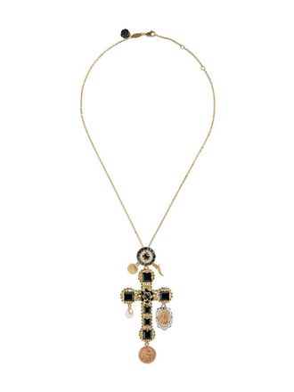 Dolce & Gabbana 18K yellow gold Sicily sapphire necklace - women - Pearls/Jade/18kt Yellow Gold/Black Sapphire/Freshwater Pearl - One Size
