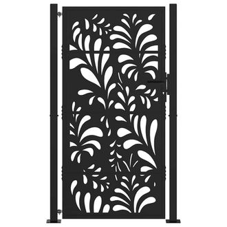 Berkfield Home Beautiful Garden Gate Black 105x180 cm Steel Wave Design