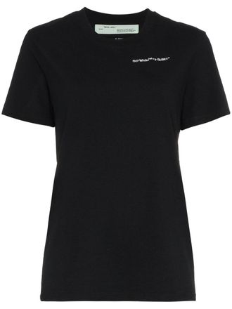 Off-white logo-embroidered T-shirt - women - Cotton - S - Black
