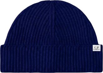 C.P. Company C.p. Company - Merino Fisherman Beanie - Heren - Accessoires - Blauw - Maat: ONE Size Wol