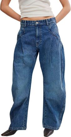 Free People Golden Hour Low Rise Wide Leg Jeans in Deacon Blue at Nordstrom, Size 29