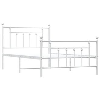 Berkfield Home Metal Bed Frame with Headboard & Footboard White 107x203 cm