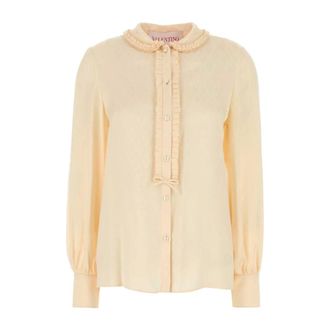 Valentino Garavani Shirts, female, Yellow, Size: S Toute la V Silk Shirt