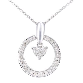 Diamant L'éternel Womens 9ct White Gold Diamond Heart Charm Pendant Necklace of Length 46cm - One Size