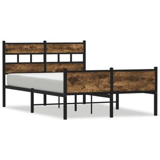 Berkfield Home Bed Frame without Mattress Smoked Oak 120x200 cm Engineered Wood in Brown | Size: Small Double