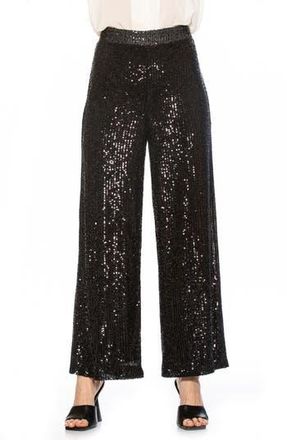 Alexia Admor Illy Wide Leg Sequin Pants in Black at Nordstrom Rack, Size X-Small