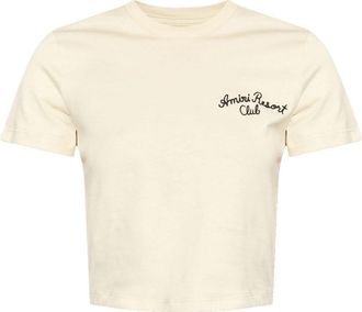 Amiri embroidered logo cotton crop top - women - Cotton - M - Neutrals