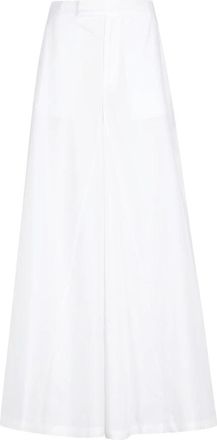 Federica Tosi Pantalone 5 Tasche Wide in Popeline - Dames - Wijde Broeken - Wit - XS - Katoen - Broeken