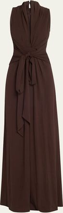 Michael Kors Tie Waist Matte Jersey Palazzo Jumpsuit