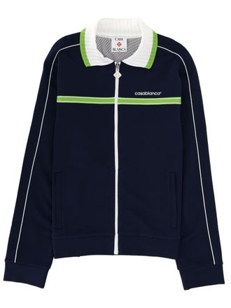Casablanca Navy Green Stripe Zip Sweatshirt