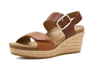Aetrex Ashley Adjustable Wedge Sandals Womens Wedge Shoes Coffee : EU 41 (US Womens 10-10.5) M (B), Leather