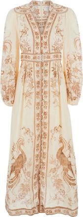Zimmermann Indra Plunge Midi Jurk - Dames - Maxi kleedjes - Veelkleurig - M - Katoen - Kleedjes