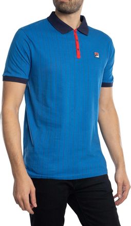 Fila Mens BB1 Classic Vintage Striped Polo Shirt, Turkish Sea/Navy/Red, XXL