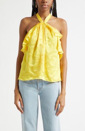 Ramy Brook Burnout Talia Halter Top in Sunshine Burnout at Nordstrom, Size Xx-Small