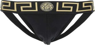 Versace Black Stretch Cotton Jockstrap
