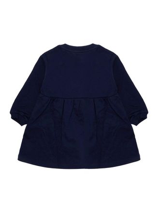 Moschino Bow-Embroidered Cotton Dress - Navy