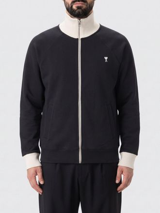 Ami Cotton Zipped Sweatshirt with High Neck and Ami de Caur Monogram