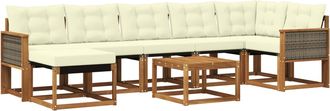 vidaXL Conjunto De Sof&aacute;s De Exterior 8 Uds. Natural Y Crema Vidaxl