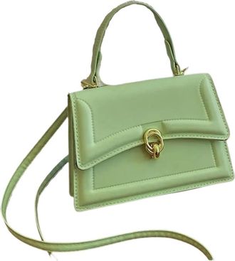 Generic Compatible For Pure Color Square Handbag Womens Crossbody Bag Leather Shoulder(Green)