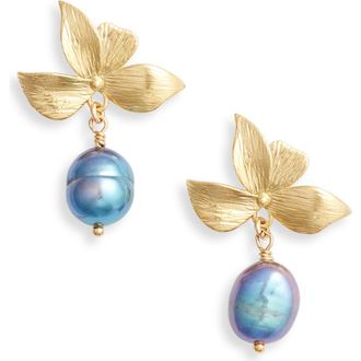 Set & Stones Maeve Freshwater Pearl Drop Earrings in Gold/peacock at Nordstrom
