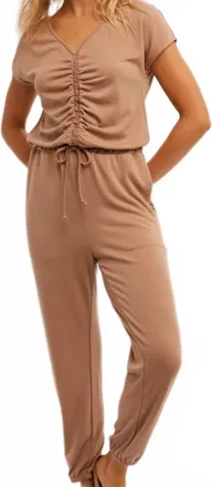 Hem & Thread Makayla Jumpsuit In Cappuccino Brown
