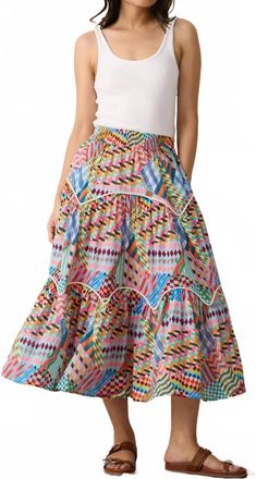 Rujuta Sheth Moss Midi Skirt In Patchwork Print