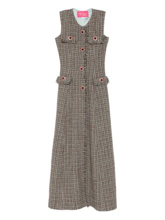 Miau by Clara Rotescu embellished maxi dress - women - Cotton/Wool/Polyamide - 36 - Brown