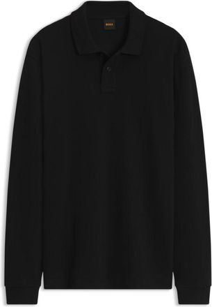 BOSS Cotton-blend polo shirt with waffle-knit texture