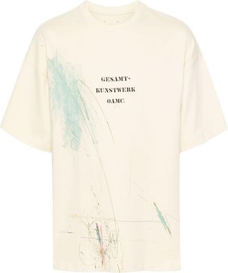 OAMC Scribble organic cotton T-shirt - men - Organic Cotton - S - Yellow
