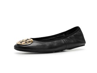 Tory Burch Reva Travel Ballet Womens Shoes Perfect Black/Gold : 10.5 M, Leather