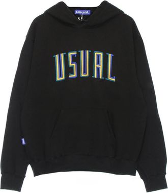 Usual Zwarte gestreepte hoodie met kangaroozak - Heren - Hoodies - Zwart - S - Katoen - Hoodies & sweatvesten