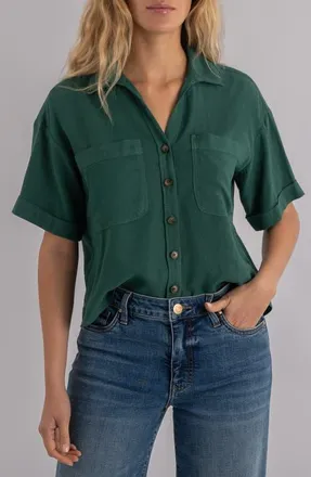 Kut from the Kloth Brianna Boxy Shirt in Jungle at Nordstrom, Size Small