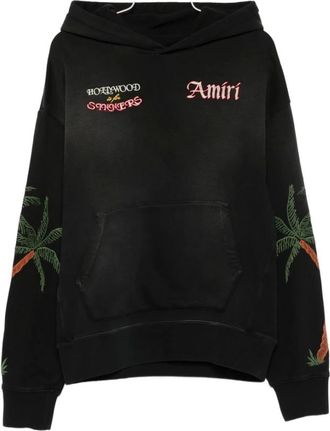 Amiri Hoodies & sweatvesten, Heren, Zwart, M, Zwarte Palmboom Geborduurde Hoodie