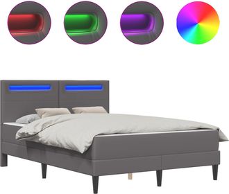 vidaXL Estructura De Cama Gris 140 X 190 Cm Cuero Sint&eacute;tico Vidaxl