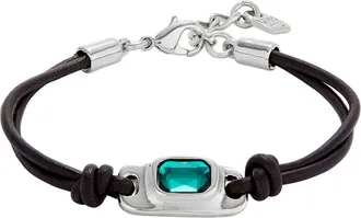 UNOde50 Sterling Silver Plated Leather Bracelet at Nordstrom, Size Medium