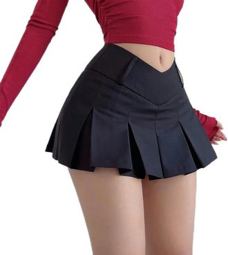 Generic Summer Cute Aesthetic Y2k Micro Skirts High Waist A-line Mini Skirt Streetwear Harajuku-Black-XS(34-38kg)