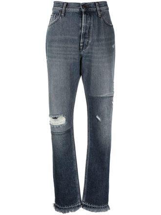 Jacob Cohen distressed high-rise straight leg jeans - Blue
