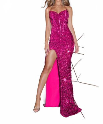 Portia & Scarlett Strapless Embellished Prom Maxi Dress In Pink