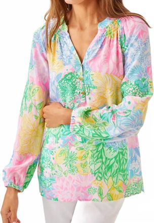Lilly Pulitzer Elsa Long Sleeve Top In Multi Bright Delight Patch