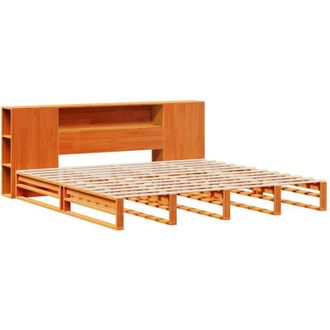 vidaXL Vidaxl - Cama Con Estanter&iacute;a Sin Colch&oacute;n Madera Maciza Marr&oacute;n 200x200 Cm