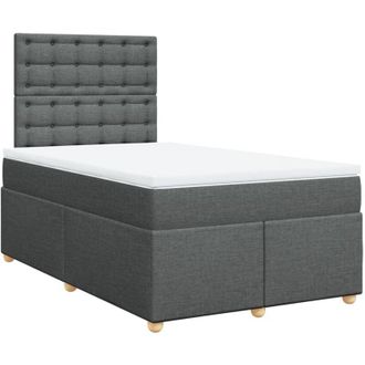 vidaXL Cama Box Spring Con Colch&oacute;n Tela Gris Oscuro 120x200 Cm Vidaxl