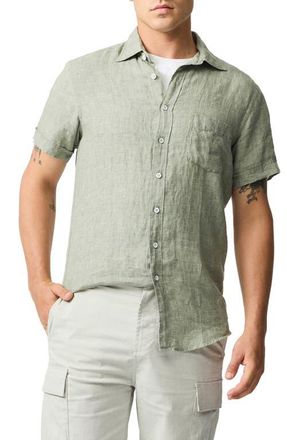 Rodd & Gunn Palm Beach Sports Fit Short Sleeve Linen Button-Up Shirt in Sage Grey at Nordstrom, Size X-Small R