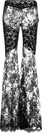 Roberto Cavalli flared Chantilly-lace trousers - women - Cotton/Polyamide - 40 - Black