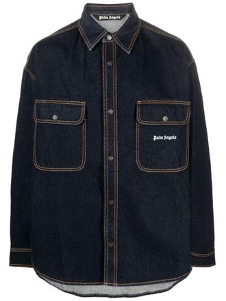 Palm Angels Palm Angles Logo-Embroidered Denim Shirt