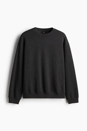 H&M Sweatshirt in Loose Fit - Schwarzmeliert