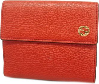 Gucci Red Color Leather Wallet (Bi-Fold) (Pre-Owned)