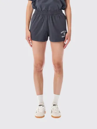 Sporty & Rich Pantaloncini in cotone a vita alta con logo a contrasto