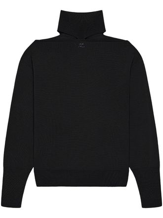 Courr&egrave;ges Cut-Out Merino Wool Turtleneck Sweater